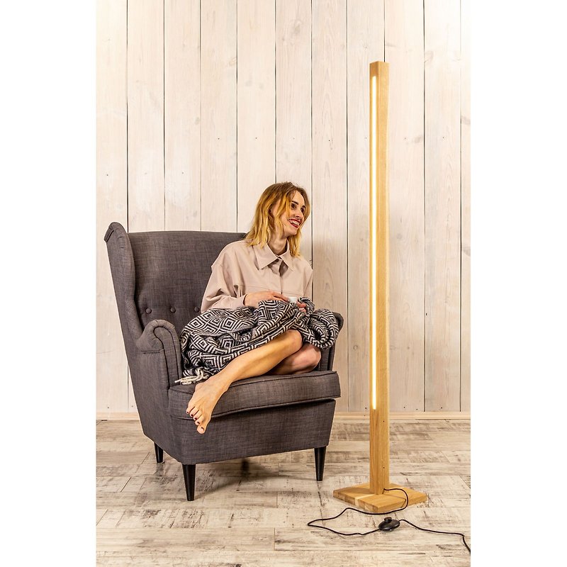 Wood floor lamp Floor lamp remote control Free standing lamp Standing wood lamp - Lighting - Wood 