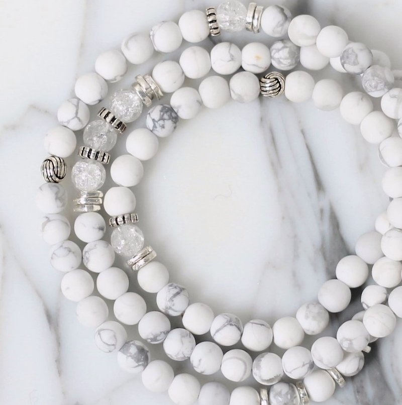 (Special order upgrade to join the white moonstone) _ white white natural ore three chain rosary - Bracelets - Gemstone White