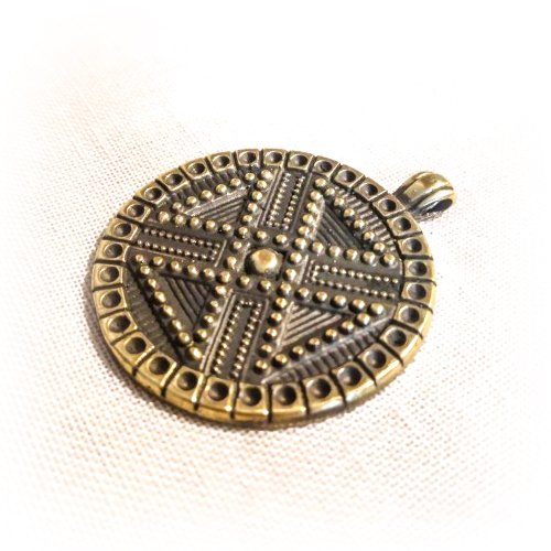 Gogodzy Cross in circle necklace pendant,Handmade Brass locket,handmade ukraine jewelry
