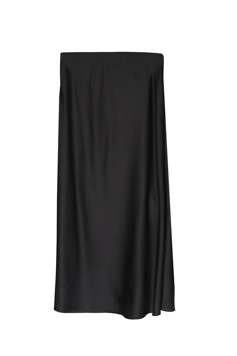 Classic black spun acetate satin draped straight A-line skirt - Skirts - Other Materials Black