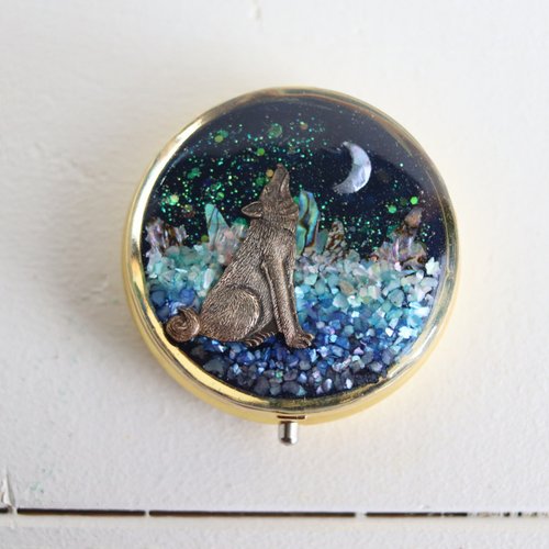 螺鈿細工タイプ】丸型・猫さんピルケース 螺鈿細工 小物入れピルケース