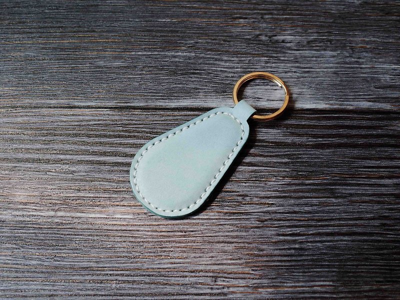 Shaped Easy Card Chip Charm - Key Ring Type B - Wax Mint Green - Keychains - Genuine Leather Green