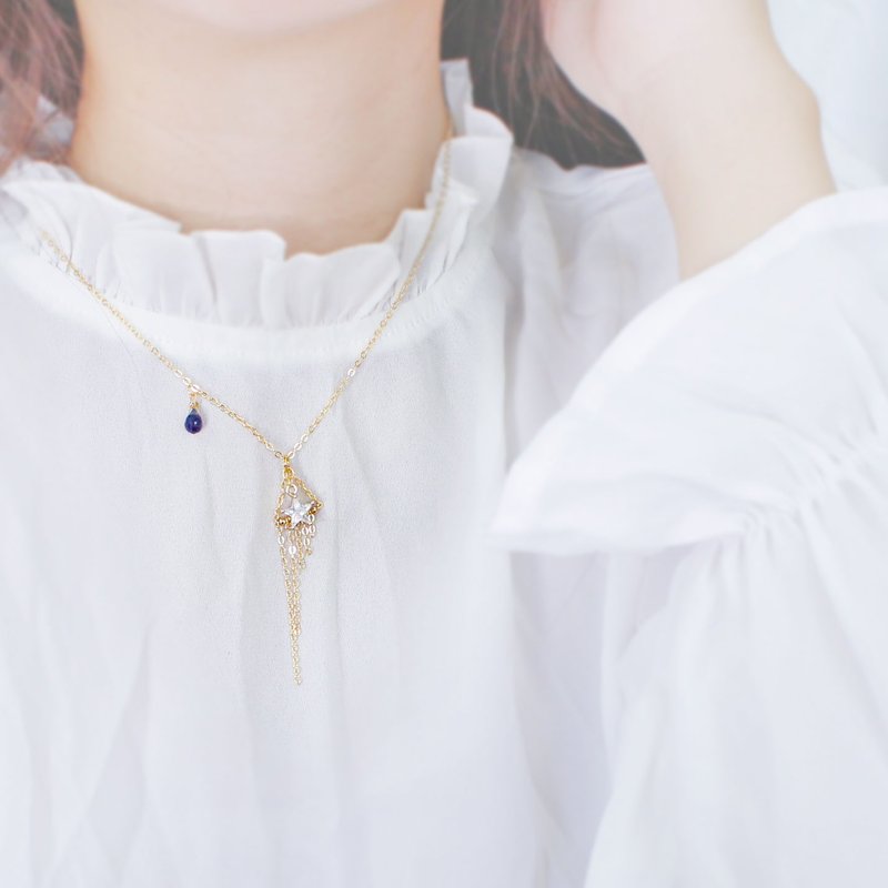 Giftest 18K鍍金 / 救恩之光 星星基督教情人節項鍊聖經N60 - 項鍊 - 水晶 金色