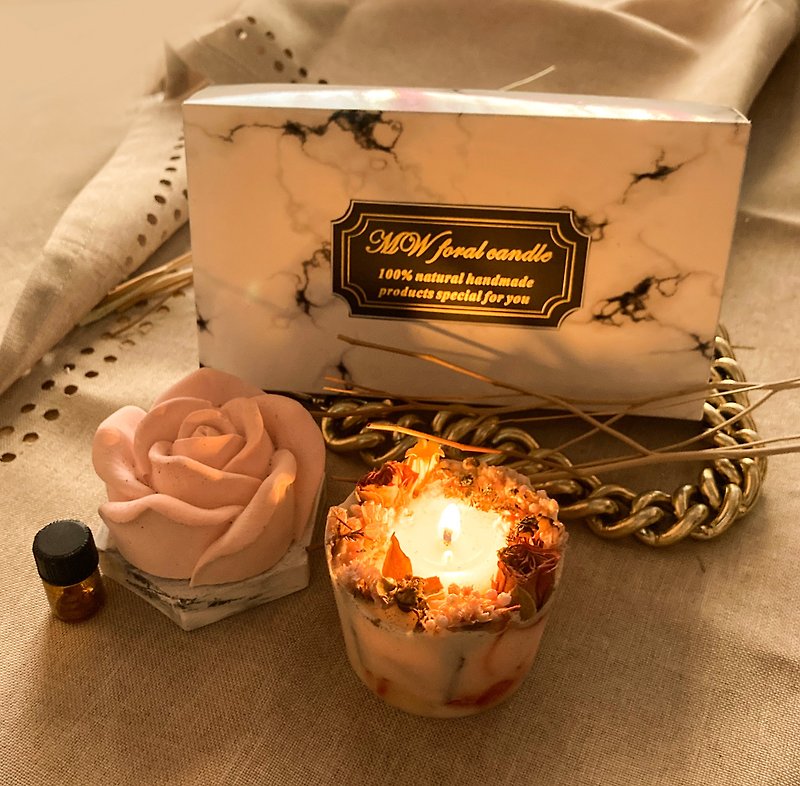 Rose Gift Box/Dry Flower Candle/Rose Diffuser/Gift Exchange - Fragrances - Wax Purple