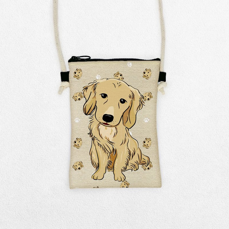 Golden retriever pet pattern light travel bag multi-pattern mobile phone bag passport bag walking bag - กระเป๋าสัตว์เลี้ยง - เส้นใยสังเคราะห์ หลากหลายสี