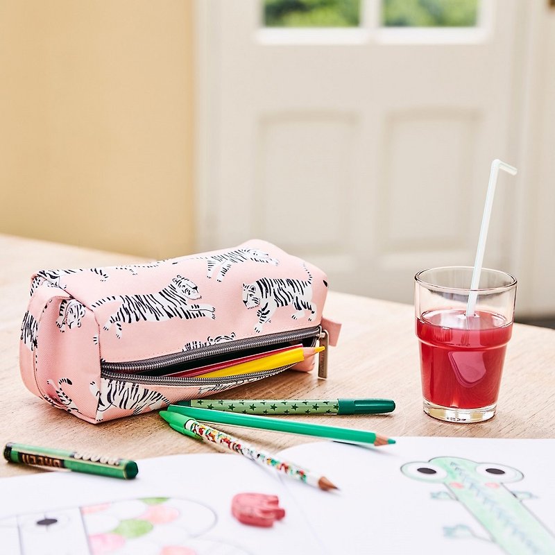 Petit Monkey from the Netherlands ─ Environmentally Friendly Pink White Tiger Pencil Case/Storage Bag - Pencil Cases - Other Materials 