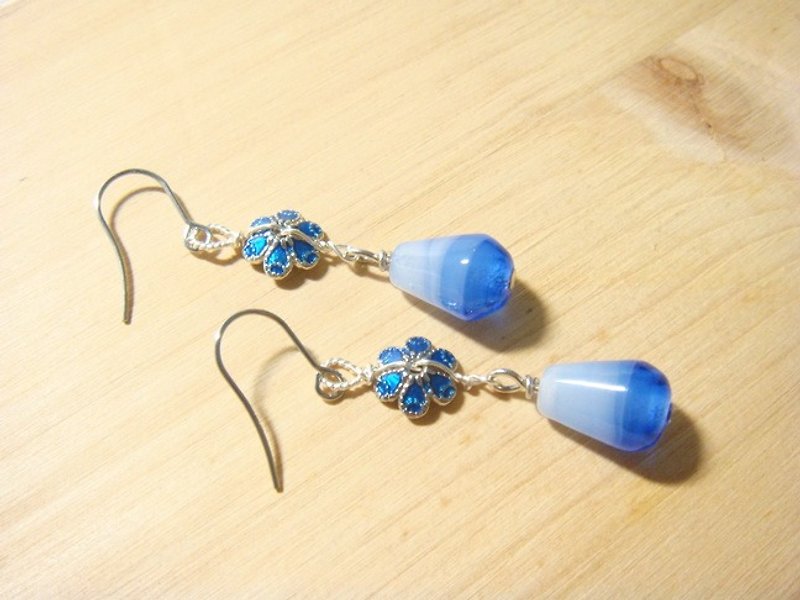 Grapefruit Forest Handmade Glass - Good Luck - Glass Earrings - (Can be changed to another clip) - ต่างหู - แก้ว สีน้ำเงิน