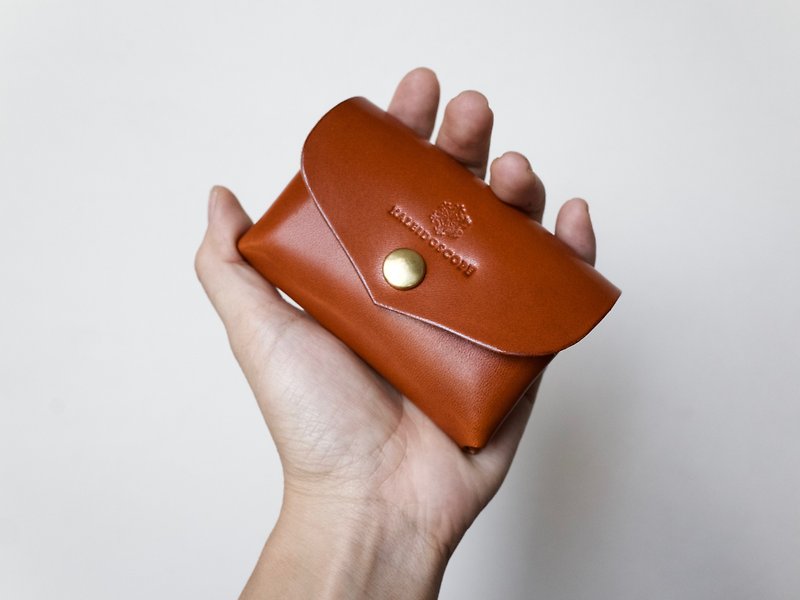 JAPAN Tochigi Leather Large Capacity 2 Pocket Card Case series-envelope Cowhide - Card Holders & Cases - Genuine Leather Brown