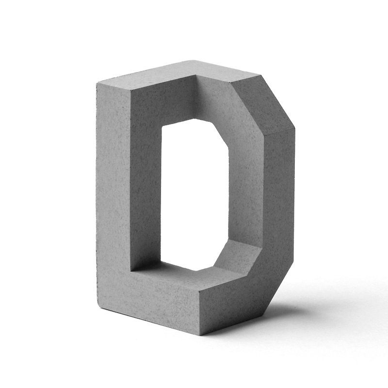 Concrete Alphabet D - ของวางตกแต่ง - ปูน สีเทา