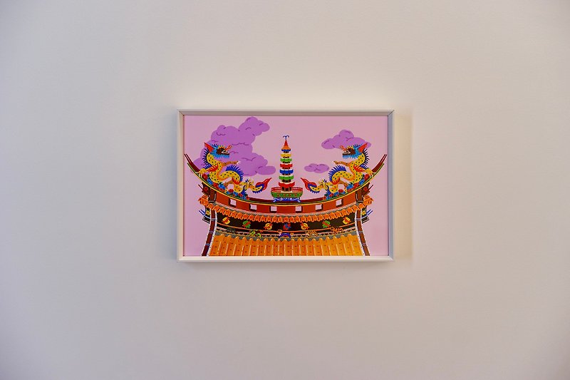 Yuyang Fisheeptung ーフレーム付き限定アートジークレー版画 ーTemple - ウォールデコ・壁紙 - 金属 ホワイト