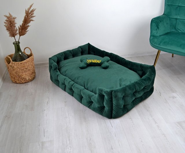 Handmade Dog Cushion - Green fashion Velvet