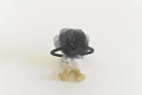 alma-handmade 花朵髮圈-黑色