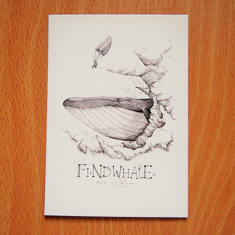 明信片 -- 鯨魚 C款 - 卡片/明信片 - 紙 白色