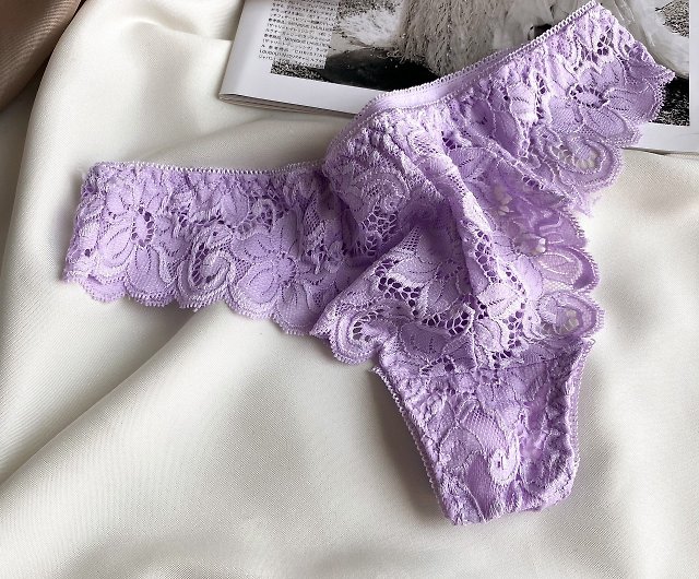 set (bra + panties) dark purple, basic see-through - Shop brababa-lace  Women's Underwear - Pinkoi