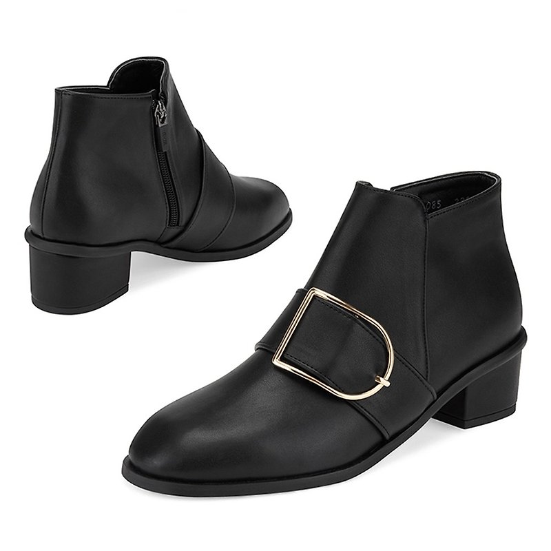 SPUR FRAME BELT Boots LF7085 BLACK - Women's Booties - Faux Leather Black