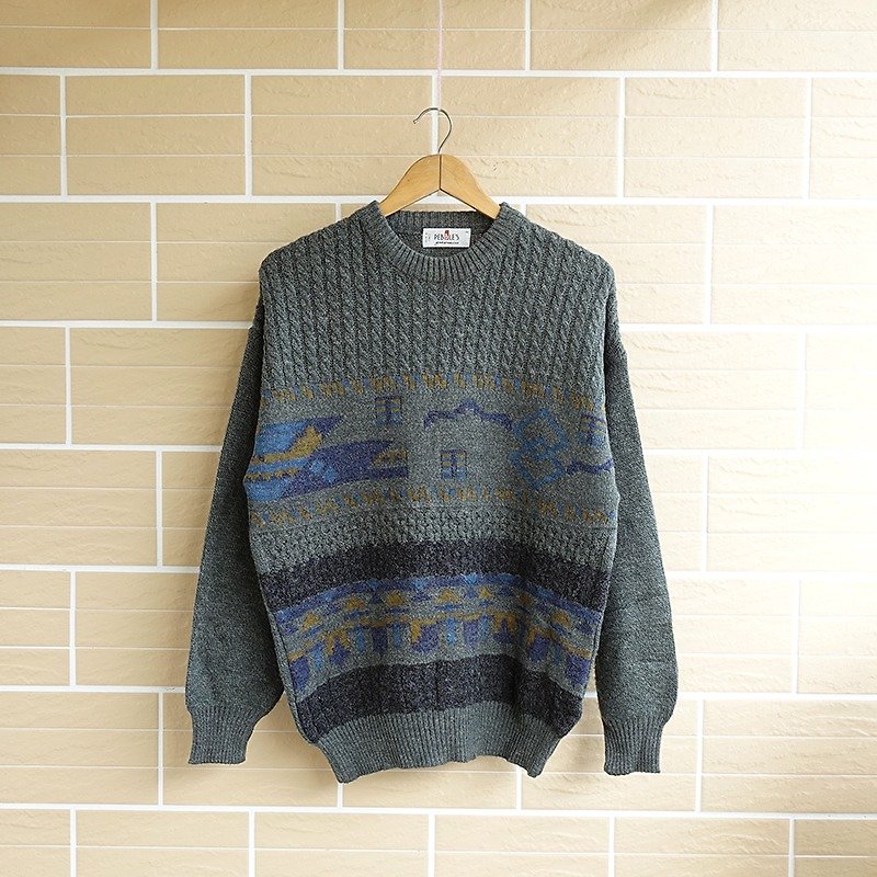 │Slow│ river - Italian made retro vintage sweater │vintage neutral Italian theatrical street system..... - Men's Sweaters - Other Materials Multicolor