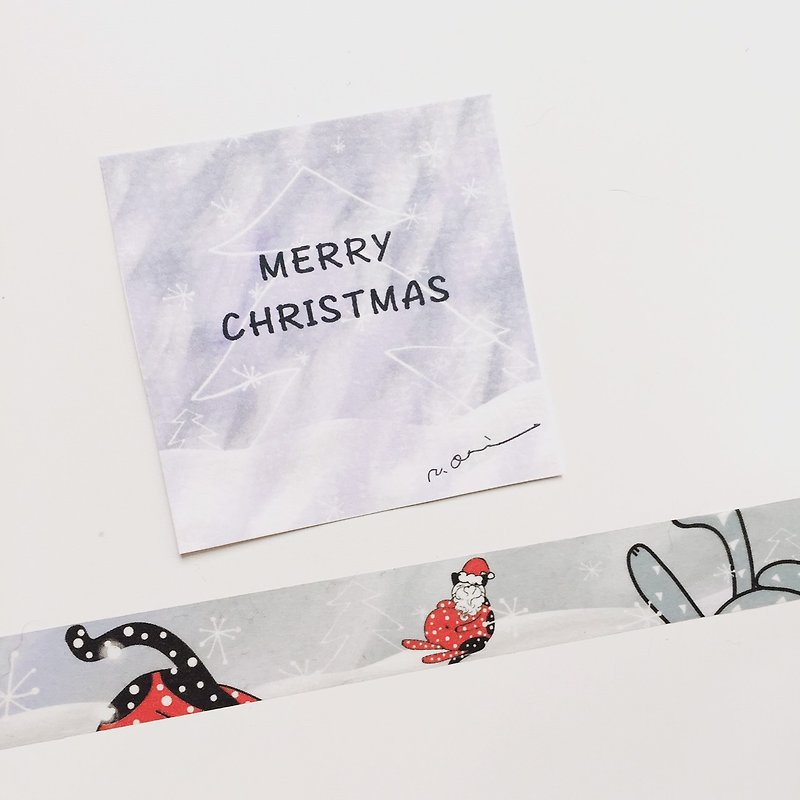 紙テープ-記憶に残るクリスマス（クリスマス猫） - マスキングテープ - 紙 ホワイト