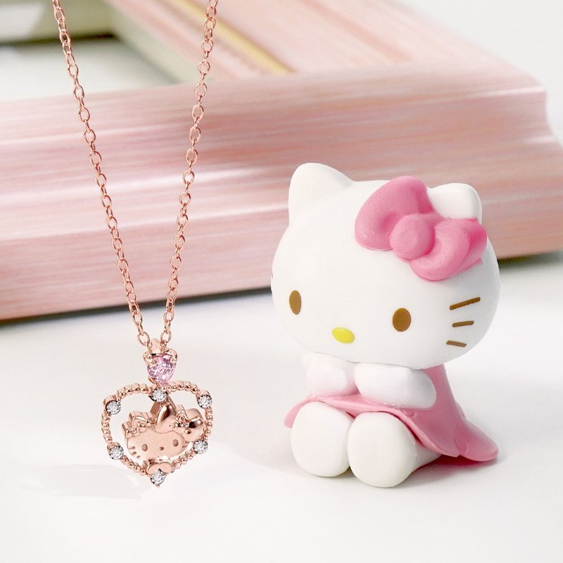 Hello Kitty 50th Series-Hello Kitty Future crystal diamond sterling silver necklace - Necklaces - Sterling Silver Pink