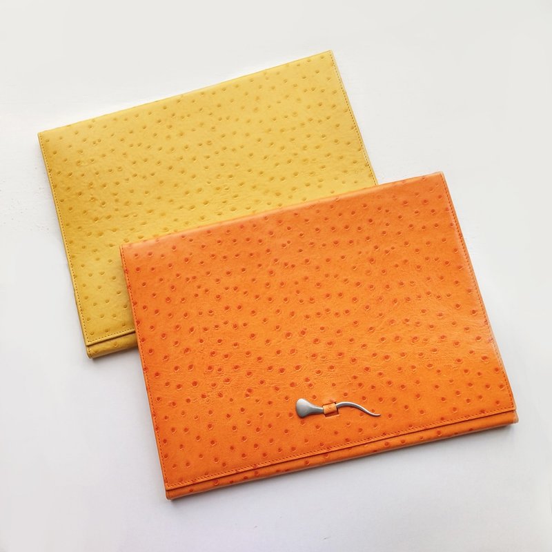 Vienna ostrich leather pattern file folder | LA OBRA - แฟ้ม - หนังแท้ สีส้ม