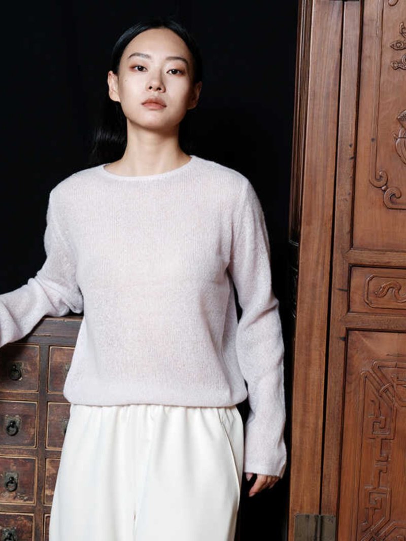 Yunyong/Pink Cashmere Chinese Style Retro Casual Cashmere Sweater - สเวตเตอร์ผู้หญิง - เส้นใยสังเคราะห์ สึชมพู