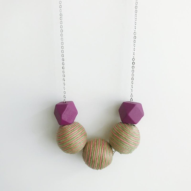 Purple Green Wooden Ball Necklace Birthday Gift Bridesmaid Gift Bridal Shower - Chokers - Wood Purple