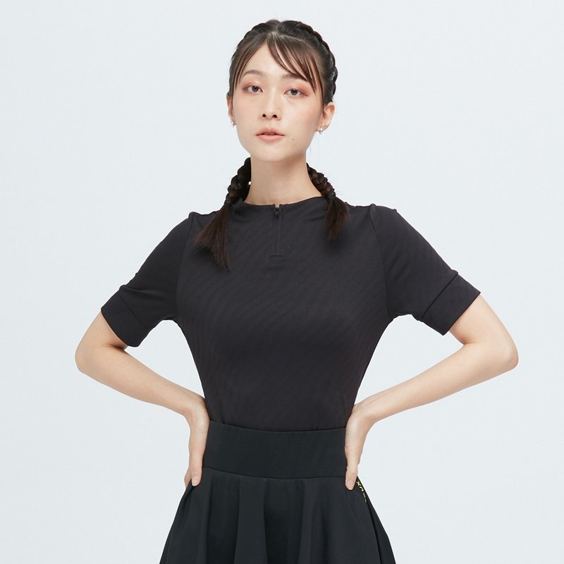 Cozee-抗菌除臭小高領合身吸排上衣(女)-隧海黑 - 女 T 恤 - 聚酯纖維 黑色