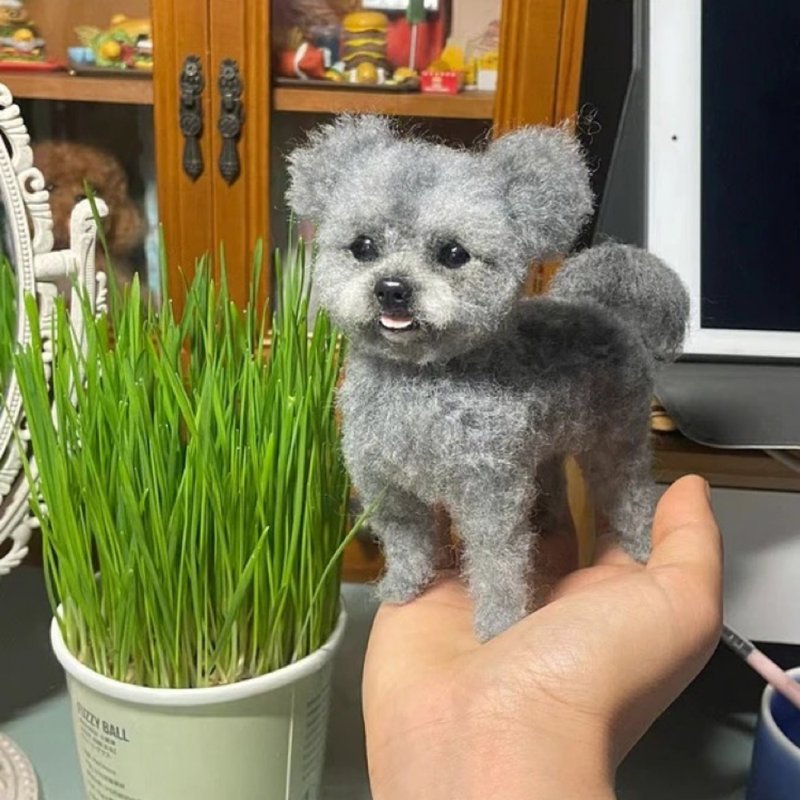 客製化逼真犬 羊毛氈 泰迪 寵物 娃娃 定製 手工 狗狗猫咪 196 - 貓/狗玩具 - 羊毛 多色