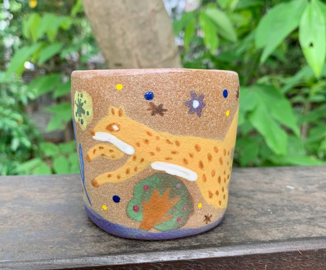 Lu-Fox陶器カップ/手描き/陶器はカップの表面に描かれた絵/つや消し
