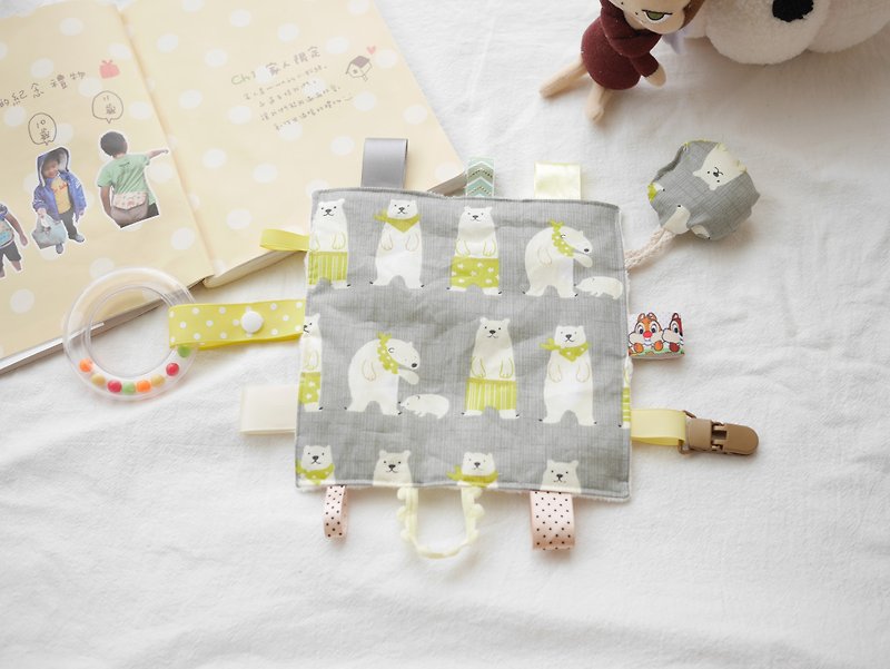 Bear comfort towel hand rattle can be removed gray polar bear - Baby Gift Sets - Cotton & Hemp Yellow