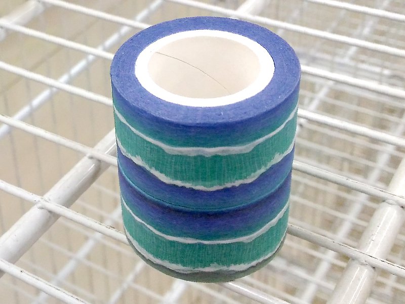 ✐ Liuyingchieh ✐ 海 ‧ 洋 = 和紙膠帶 Washi Masking Tape 25 mm x 10 m (雙捲組) 原創山水風景紙膠帶 ~ 海浪 七星潭 - 紙膠帶 - 紙 藍色