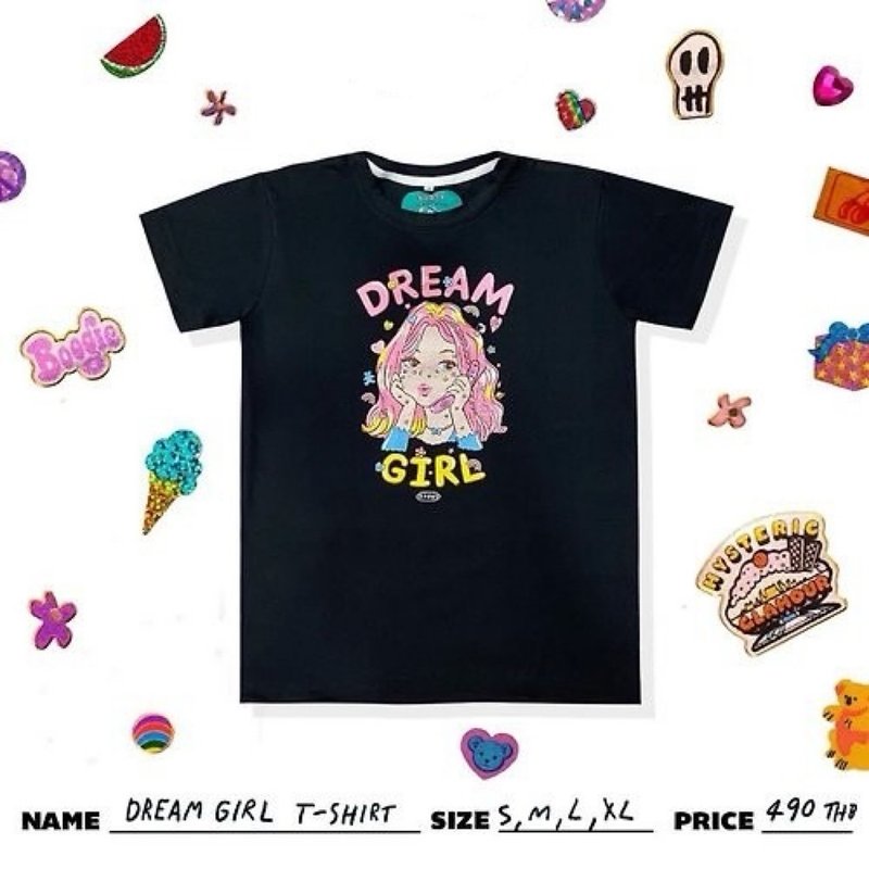 DREAM GIRL Tee - 女 T 恤 - 棉．麻 黑色