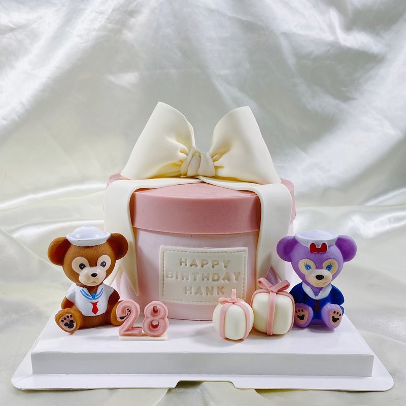 Duffy Bear Birthday Cake Customized Cake Dessert Fondant Mother's Day 6-inch Face-to-Face - Cake & Desserts - Fresh Ingredients Pink