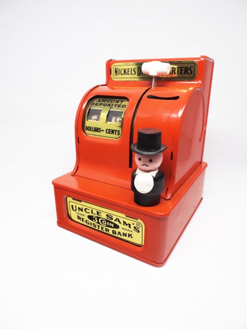 1950のアンクルサムのレジスタバンク]アンクルサムの貯金箱オレンジへ