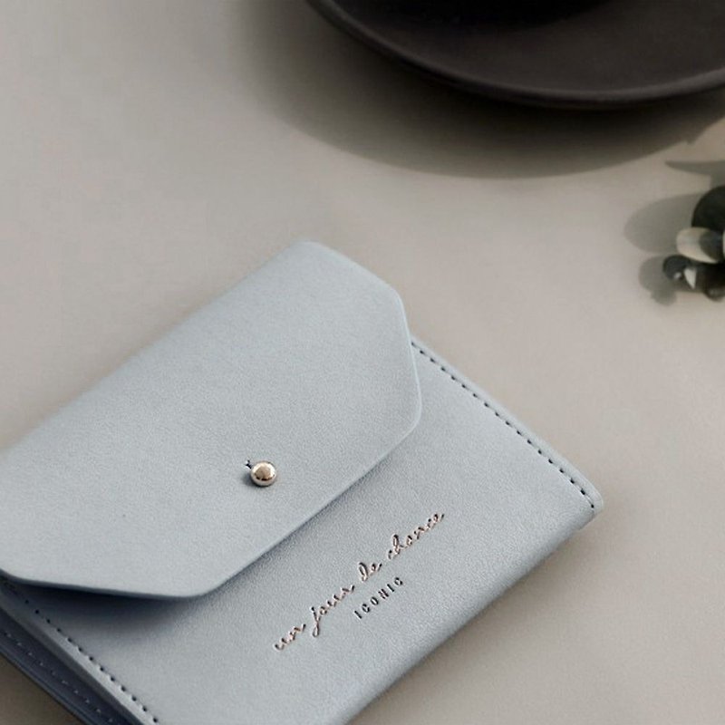 ICONIC Staff Style Leather Ticket Holder Coin Purse M-Iron Grey Blue, ICO52217 - Card Holders & Cases - Faux Leather Blue
