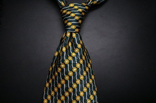 壞紳士 綠色復古幾何圖騰暗紋真絲領帶/重磅桑蠶絲商務necktie