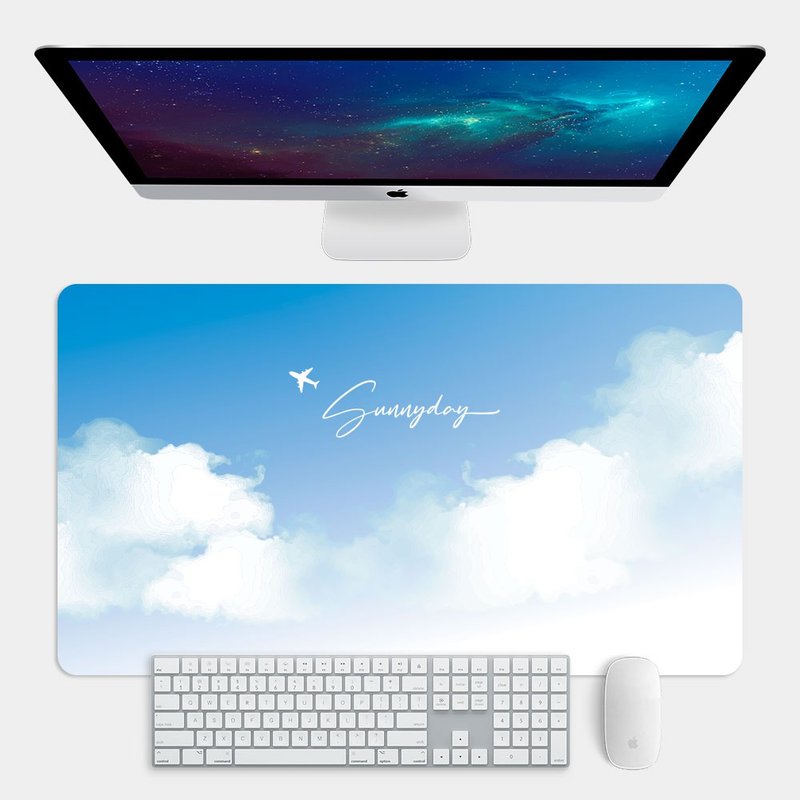 Customized Text Sky Large Size Gaming Mouse Pad Placemat Desk Mat PU045 - Mouse Pads - Rubber Blue