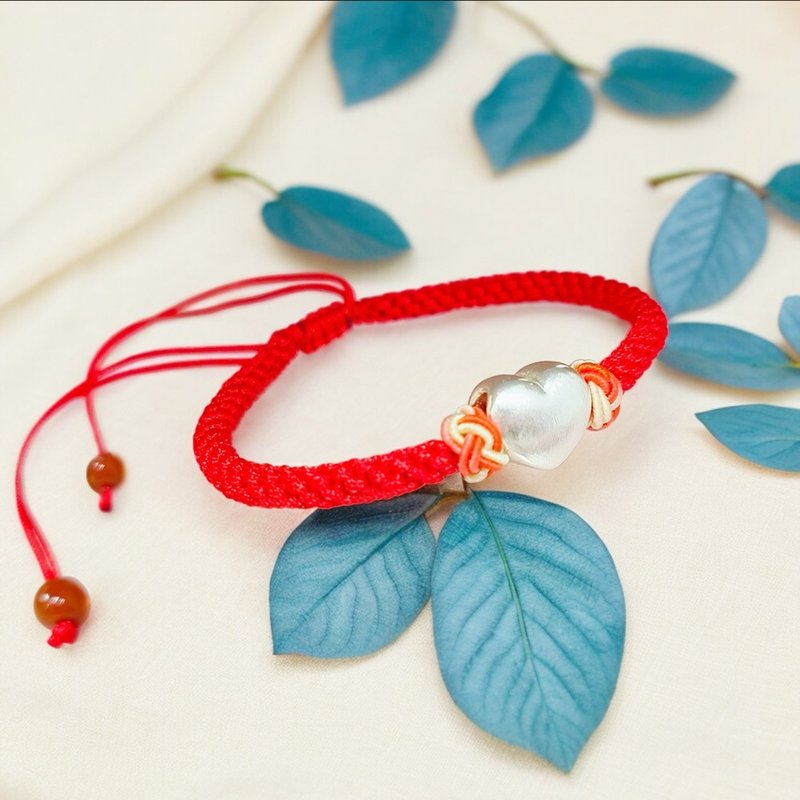 Sterling silver love knot red rope bracelet | safe red rope - สร้อยข้อมือ - เครื่องเพชรพลอย สีแดง