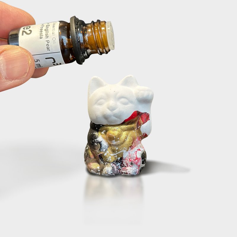 手工製造 I 招財貓擴香石 I 流體藝術 I 中尺寸 I - 香氛/精油/擴香 - 水泥 灰色