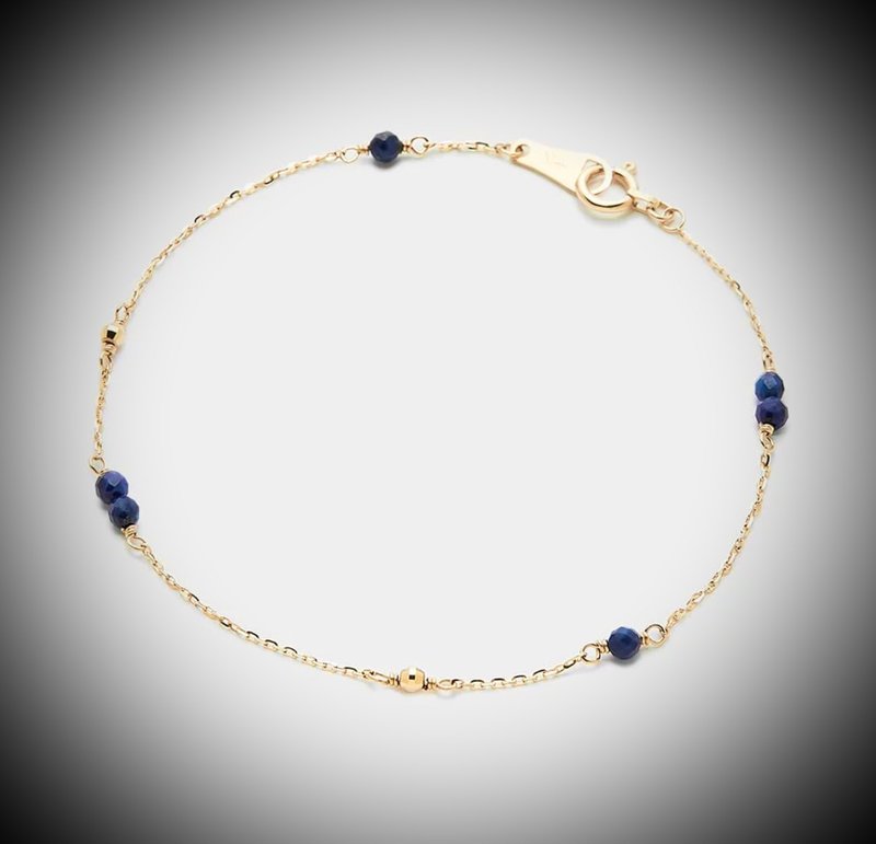 Natural diamond faceted lapis lazuli 18k gold ultra-fine, exquisite and elegant bracelet - Bracelets - Precious Metals Gold