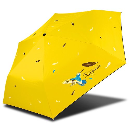 TDN 雙龍蜂鳥超輕細黑膠三折傘鉛筆傘晴雨傘抗UV陽傘汽球傘(向陽黃)