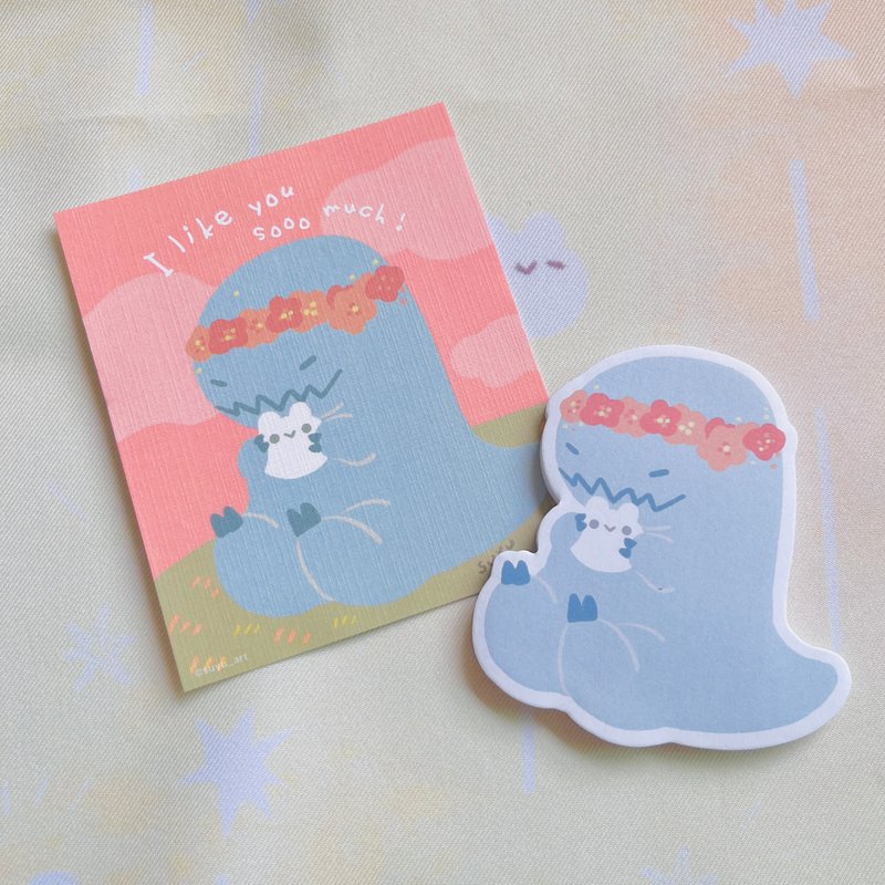 suyu_art / Usamochi x Little Dinosaur Shaped Notepad Set. - Sticky Notes & Notepads - Paper 