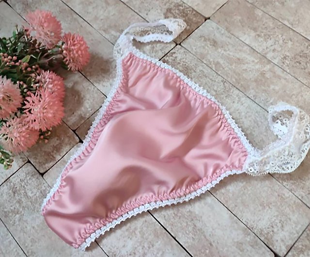 Pink silk fabric briefs with White Lace, Silk Satin Panties for men. - Shop  MezhanHook Men's Underwear - Pinkoi