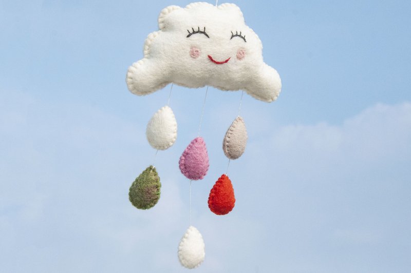 羊毛フェルトオーナメント/羊毛フェルトチャーム/羊毛フェルトデコレーション/ベビーチャーム/子供部屋飾り-レインボークラウド - 知育玩具・ぬいぐるみ - ウール 多色