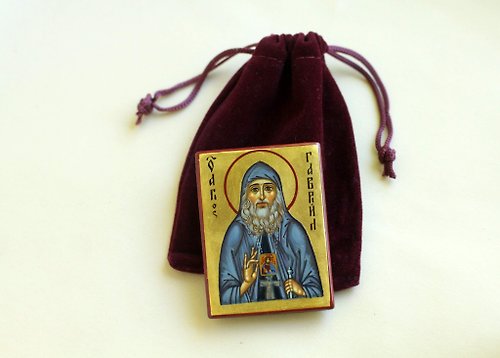 Orthodox small icons hand painted orthodox wood icon Saint Reverend Gabriel Urgebadze