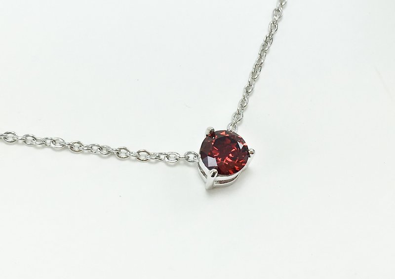 Birthstone Series / January / Stone GARNET / necklace / birthday gift - Necklaces - Semi-Precious Stones White