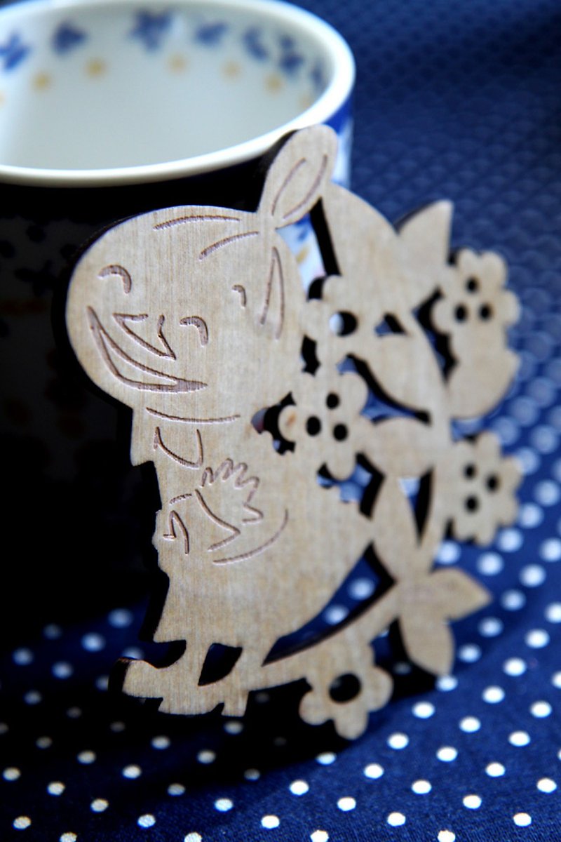 MOOMIN glutinous rice - natural wood series woodcarving coasters (small dots) - Coasters - Wood 