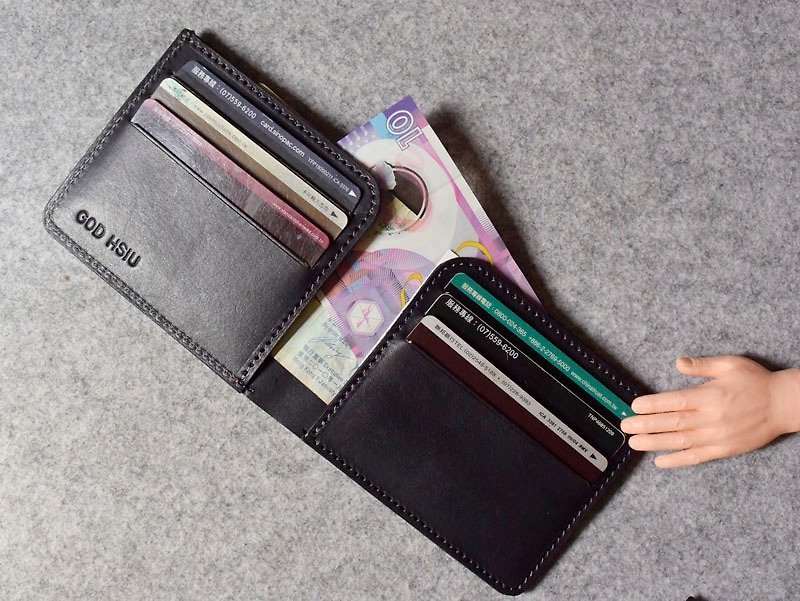 Short Clip Wallet 6 Cards + 2 L Clips - Wallets - Genuine Leather 