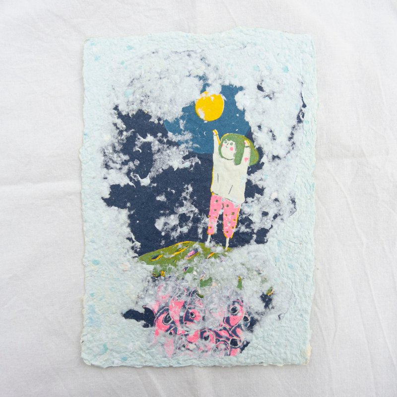 [Handmade painting/card] Yue Gao Hang (20x14cm) - Posters - Paper Blue