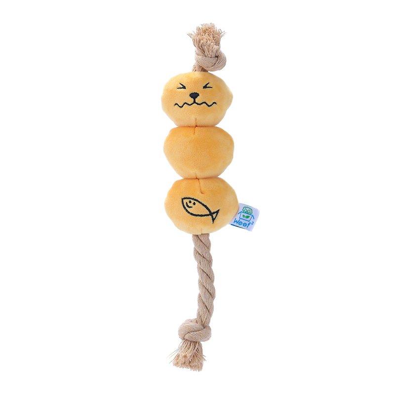 Woof2 Curry Fishball Soft Plush Rope Pet Pull Toy - ของเล่นสัตว์ - เส้นใยสังเคราะห์ หลากหลายสี