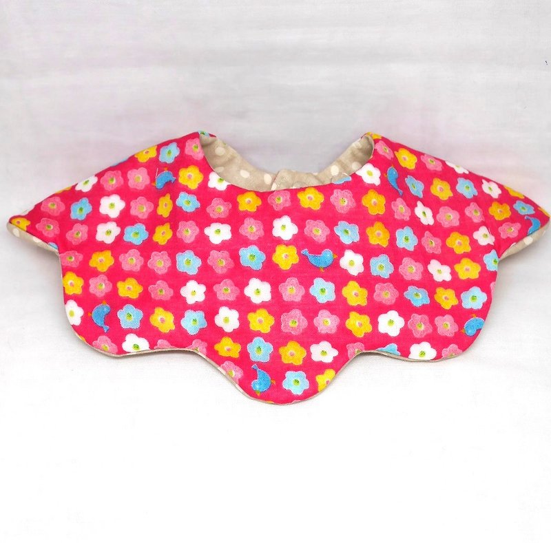 Japanese Handmade 8-layer-gauze 360 circle bib/flower type - Bibs - Cotton & Hemp Pink